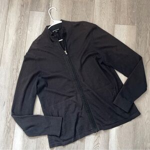 James Perse Jacket cashmere full zip knit mens Black (large) minimalist preppy